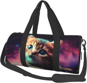 Galaxy Cat Baby Travel Duffle Bag Carry On Weekender Overnight Bag Sport Gym Bag for Women Men Foldable Travel Duffle Round Duffle Bag for Travel Sports Gym