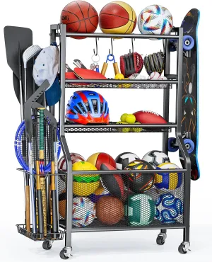 Garage Sports Equipment - Ball Storage Rack 2025 Upgraded Heavy Duty Steel Ball Storage Sports Organizer for Garage