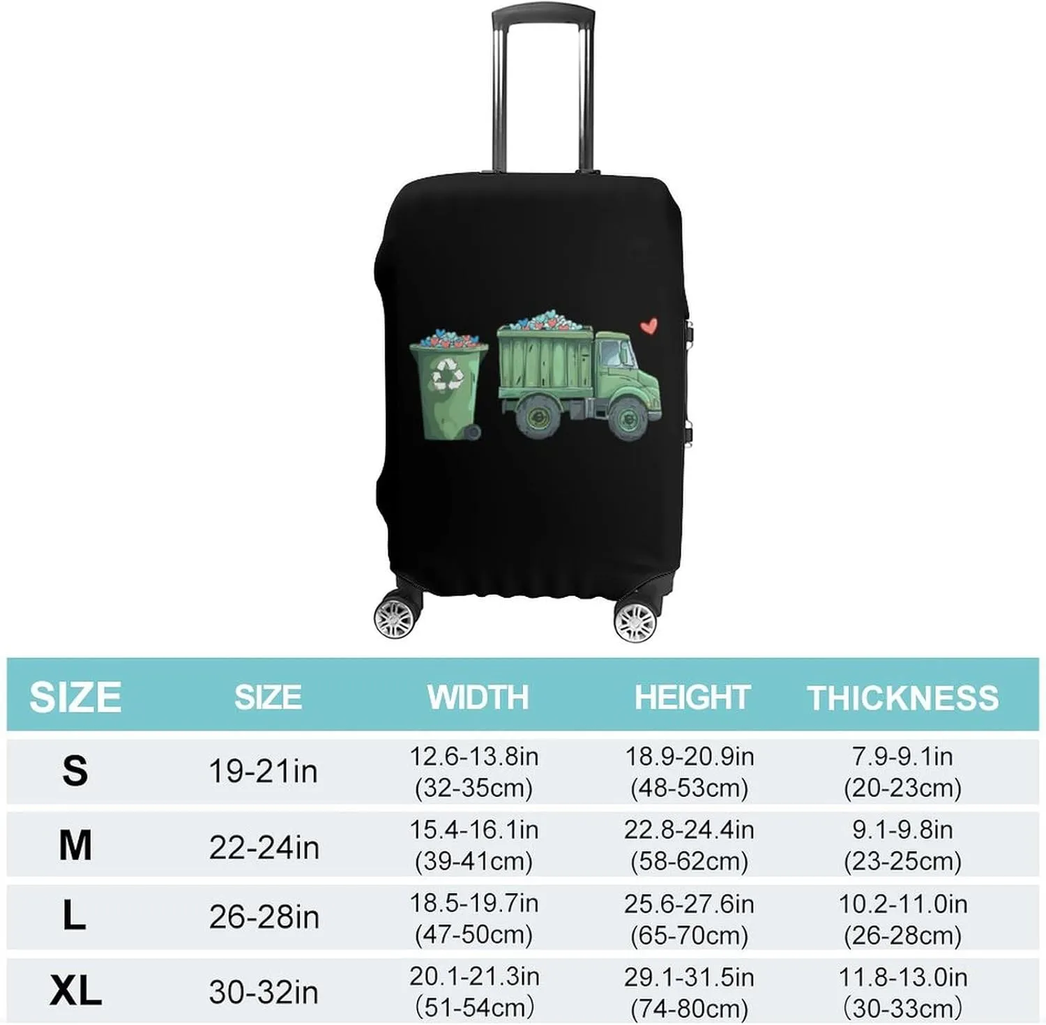 Garbage Truck Loads Of Love Luggage Cover Suitcase Cover Protector Anti-scratch Travel Suitcase Wrap for Unisex M