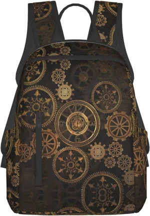 Gears Clock Bronze Century Print Lightweight Hiking Backpack Travel Bags Casual Daypacks Unisex Polyester backpacks