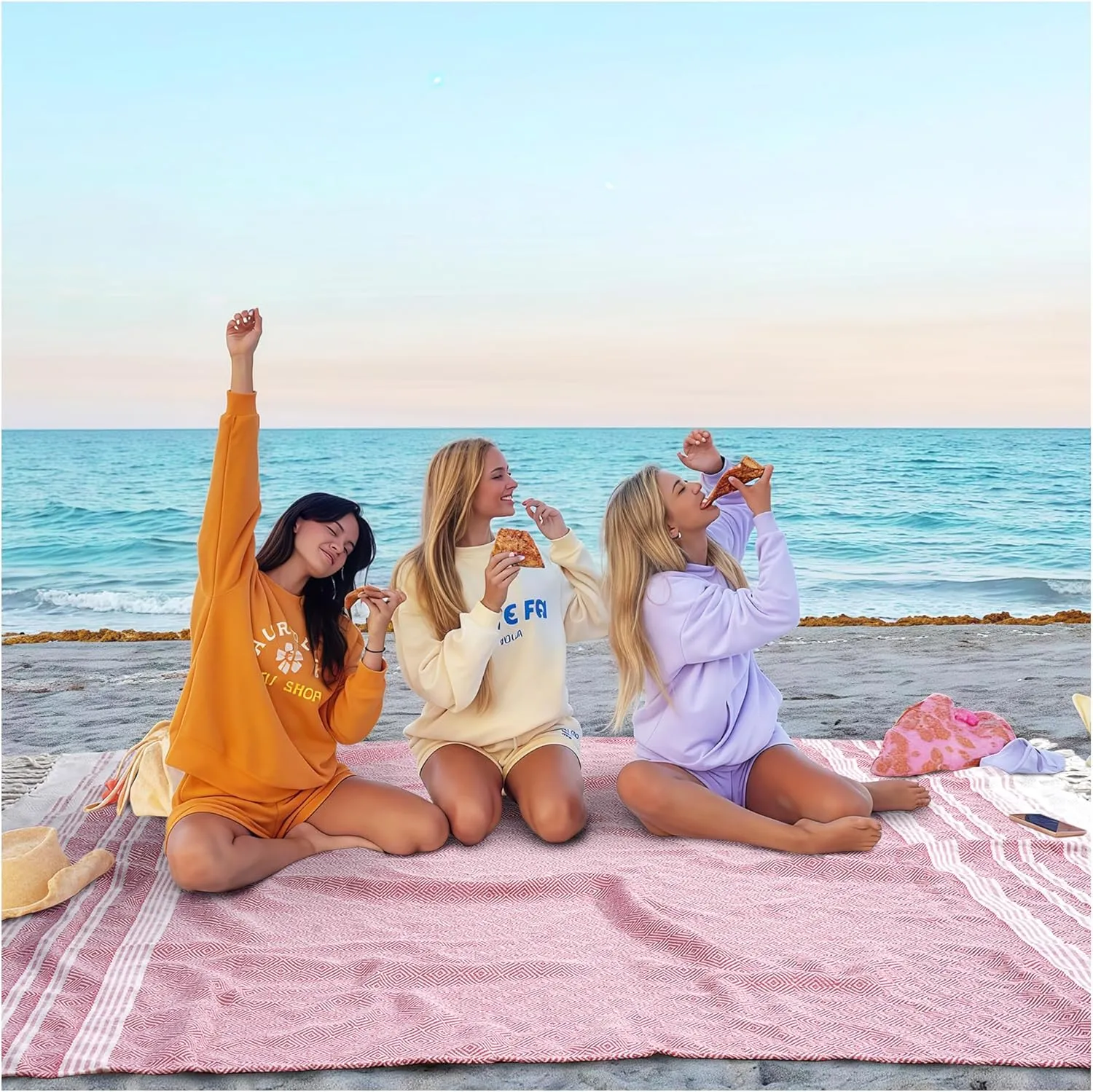 Genovega Oversized Giant Turkish Beach Towel Blanket Extra Large XXL Lightweight Quick Dry Sand Free Boho Throw Pool Cloud Sandrpoof Blankets Women Men Big Jumbo Wide 2 Person Size Pink