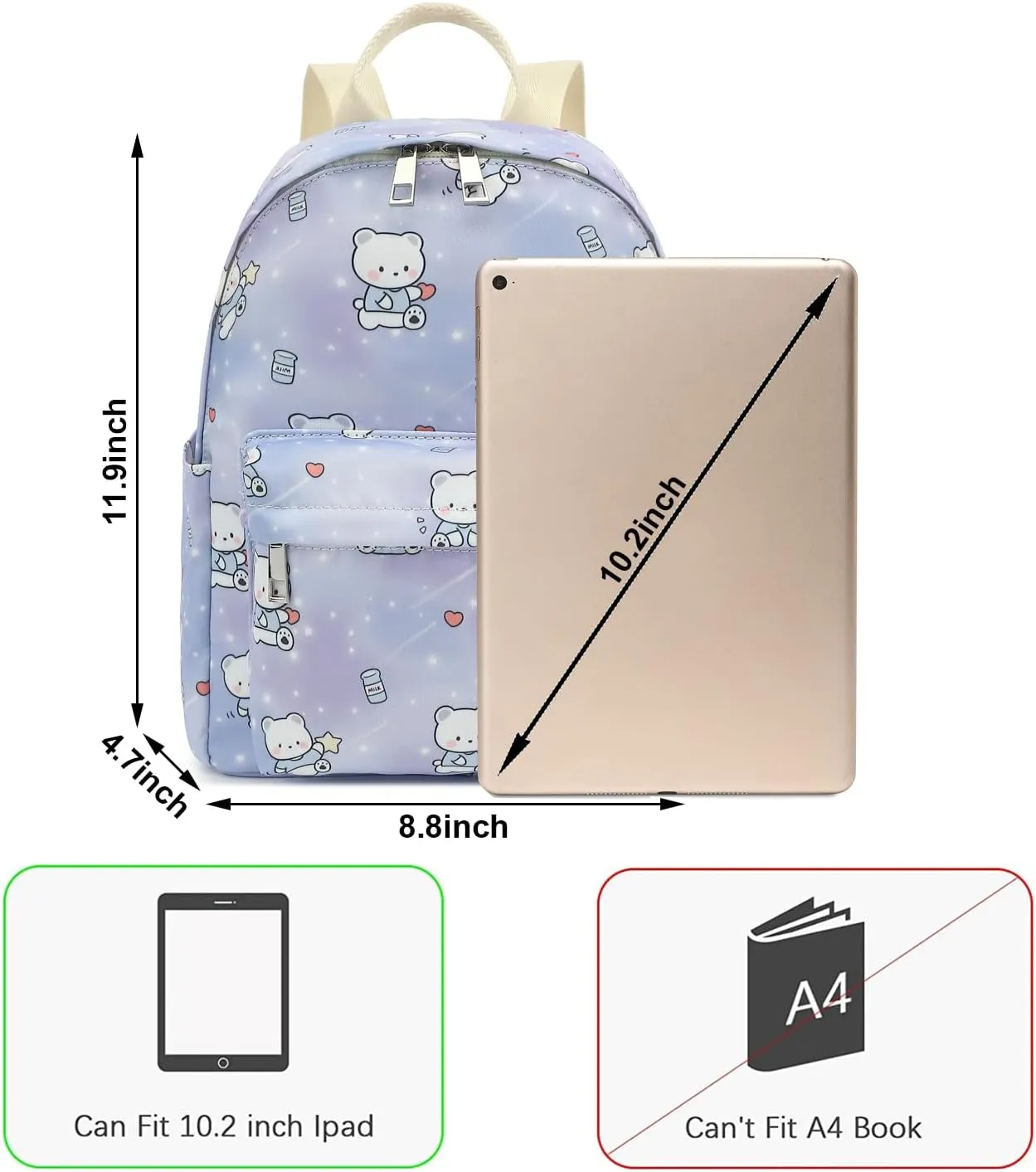 Girls Mini Backpack, Small Backpacks Purse for Women Teens Kids School Travel (Bear Purple)