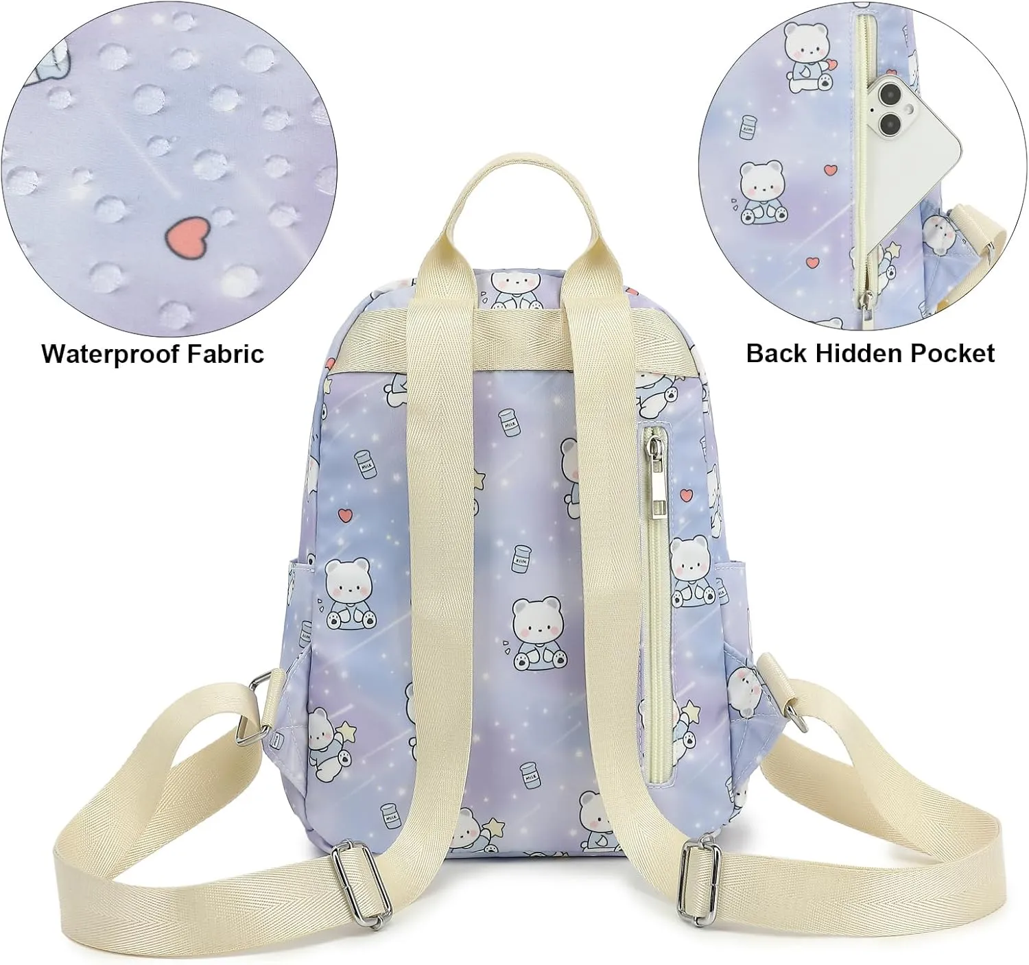 Girls Mini Backpack, Small Backpacks Purse for Women Teens Kids School Travel (Bear Purple)