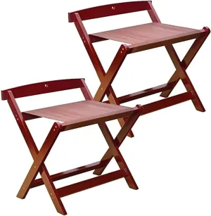 Gjnzby 2 Pack Hotel Luggage Rack - Folding Suitcase Rack, Solid Wood Travel Bag Organizer Floor Shelf, with Cloth Guest Rooms Suitcase Stand (Color : Brown)