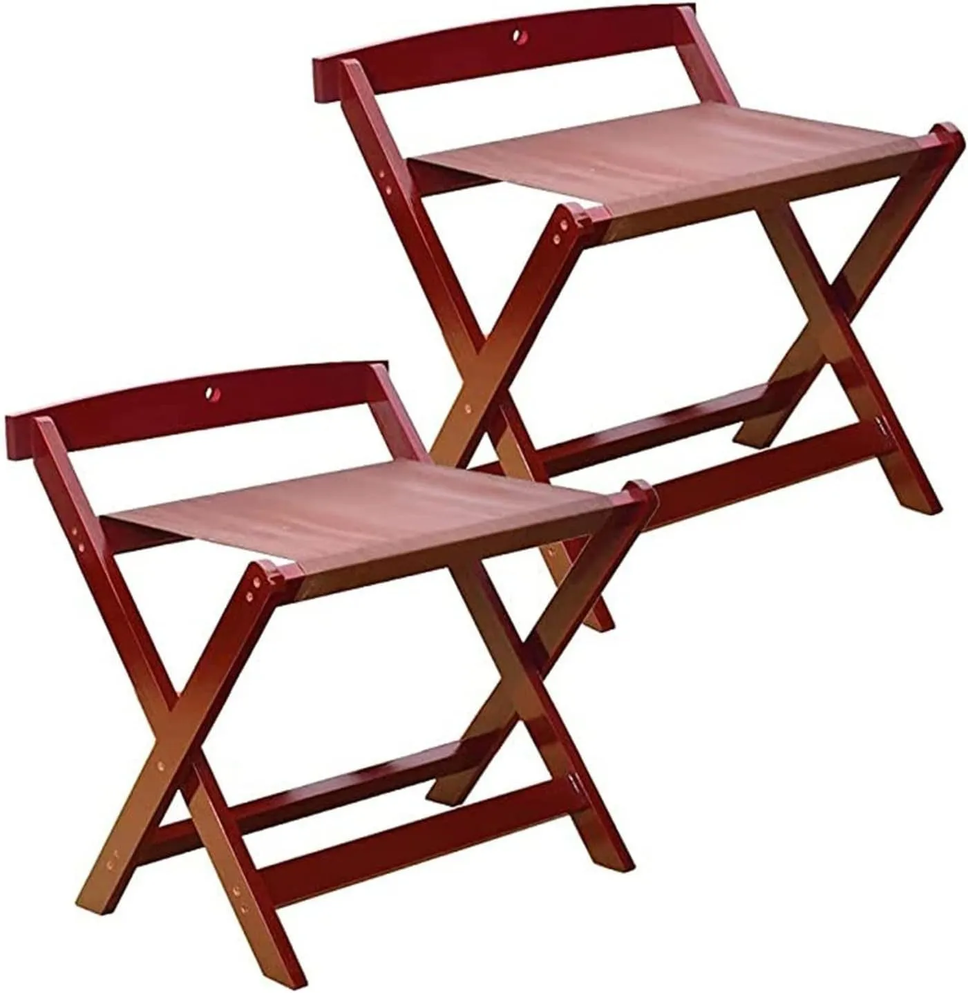 Gjnzby 2 Pack Hotel Luggage Rack - Folding Suitcase Rack, Solid Wood Travel Bag Organizer Floor Shelf, with Cloth Guest Rooms Suitcase Stand (Color : Brown)