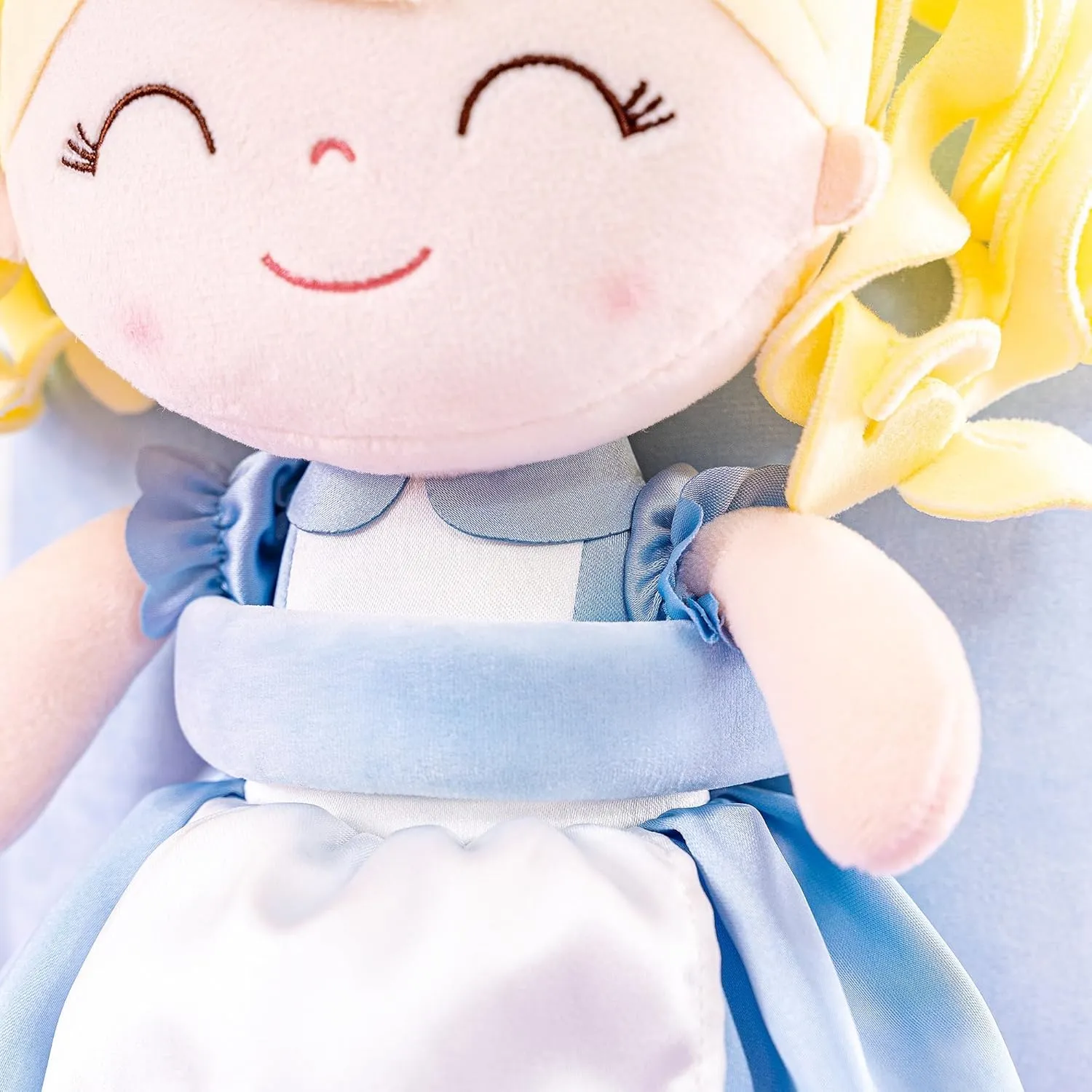 Gloveleya Toddler Backpack for Girls Kids Backpacks Soft Girl Toys Plush Baby Girl Gifts with Plush Princess Alice Doll Blue 9"