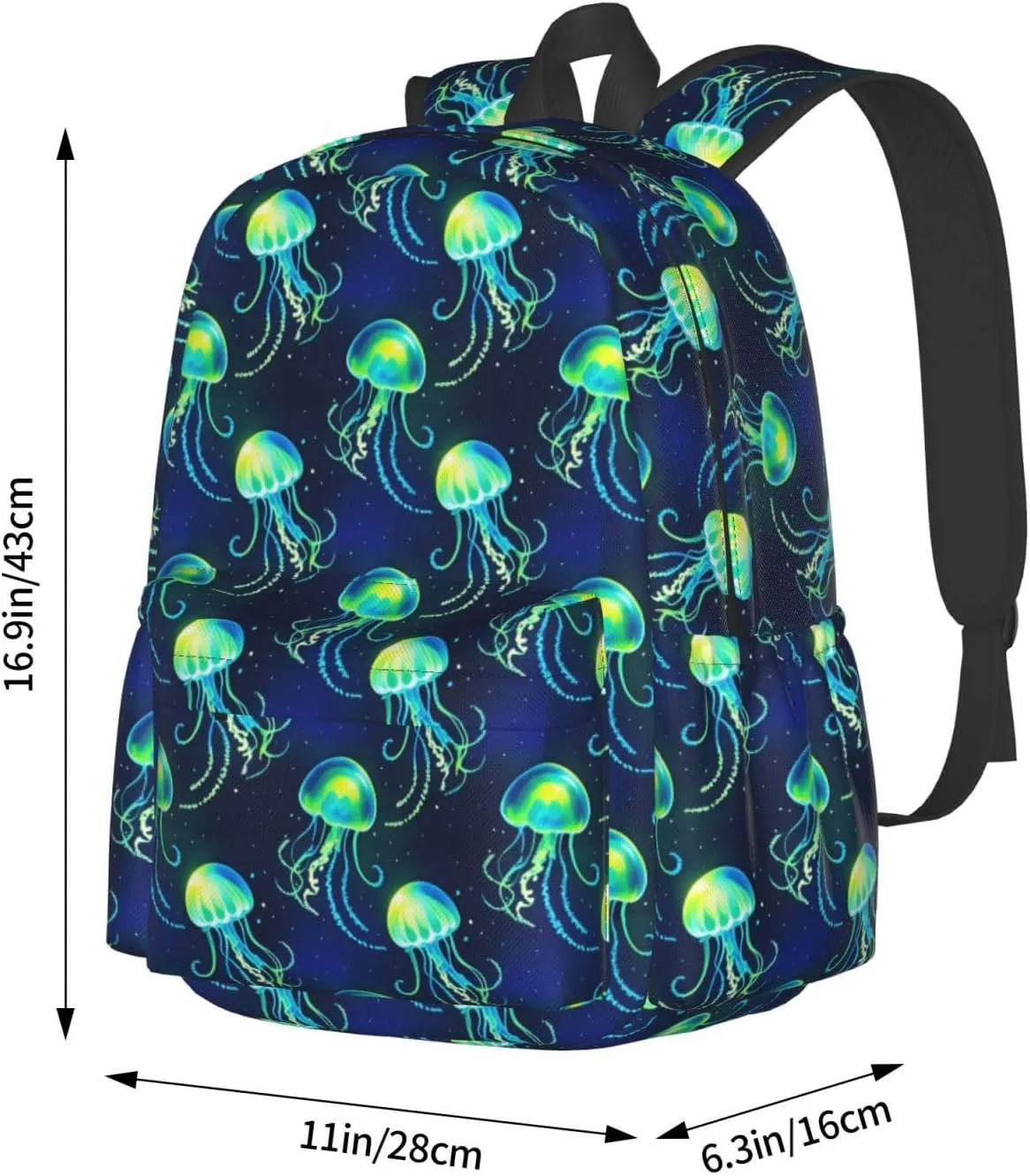 Glowing Jellyfish Adult Backpacks 15 Inch Laptop Backpack Travel Bag for Men Women Gifts