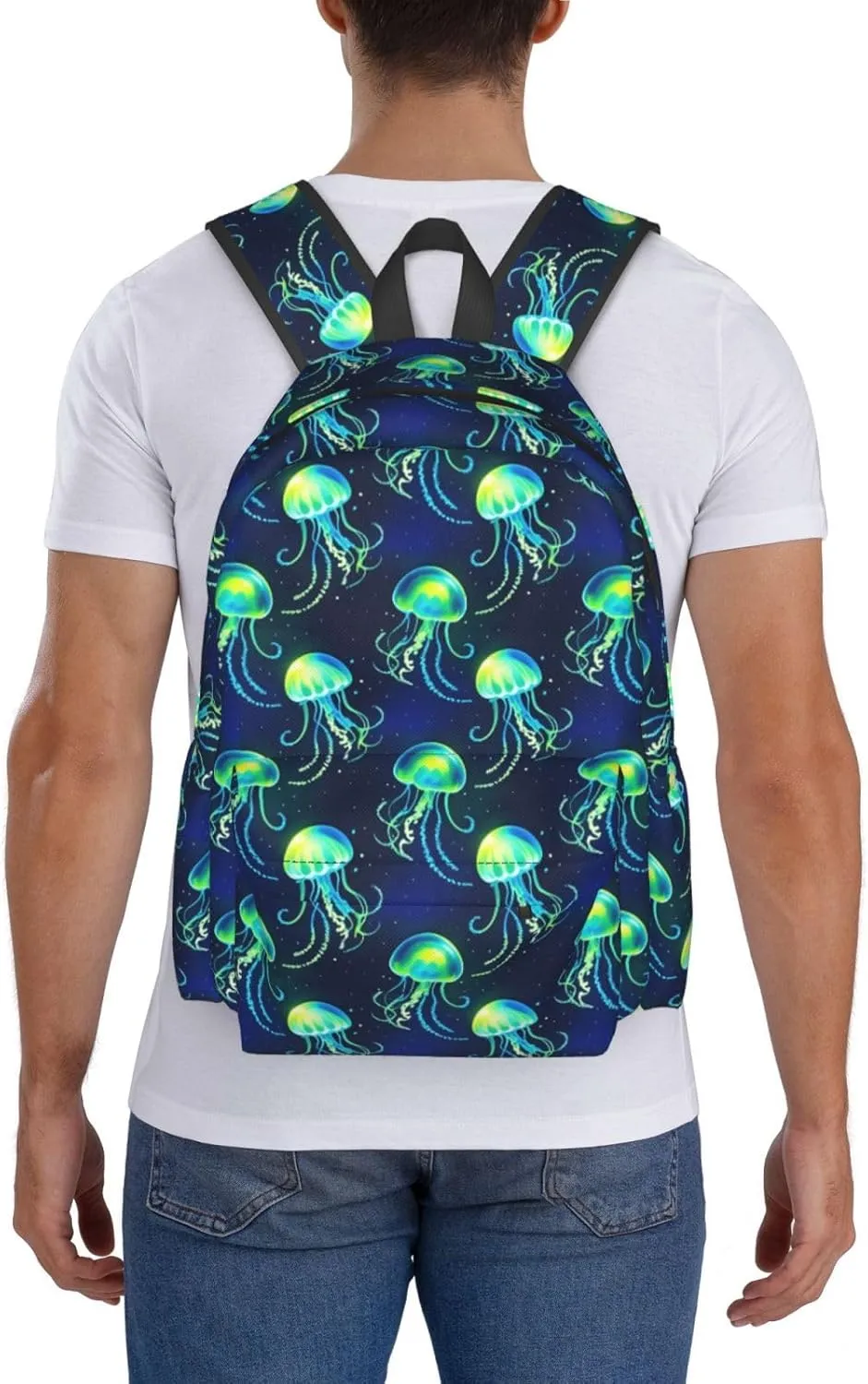 Glowing Jellyfish Adult Backpacks 15 Inch Laptop Backpack Travel Bag for Men Women Gifts