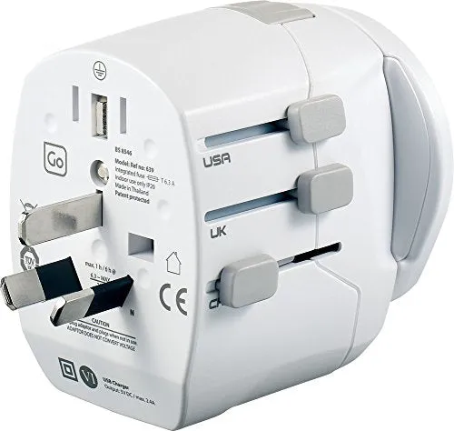 Go Travel Worldwide Grounded Adaptor, White