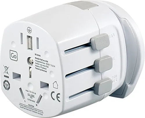 Go Travel Worldwide Grounded Adaptor, White