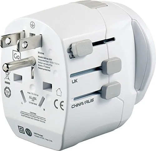 Go Travel Worldwide Grounded Adaptor, White