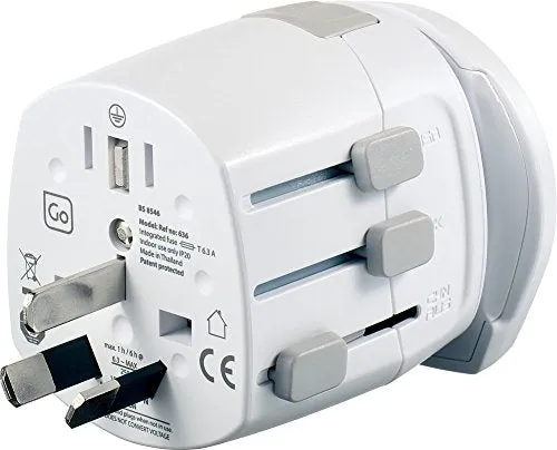 Go Travel Worldwide Grounded Adaptor, White