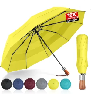 Golf Umbrella Windproof - Triple Canopy Umbrellas for Rain & Wind, Automatic Open/Close, Compact & Portable with 10 Reinforced Fiberglass Ribs