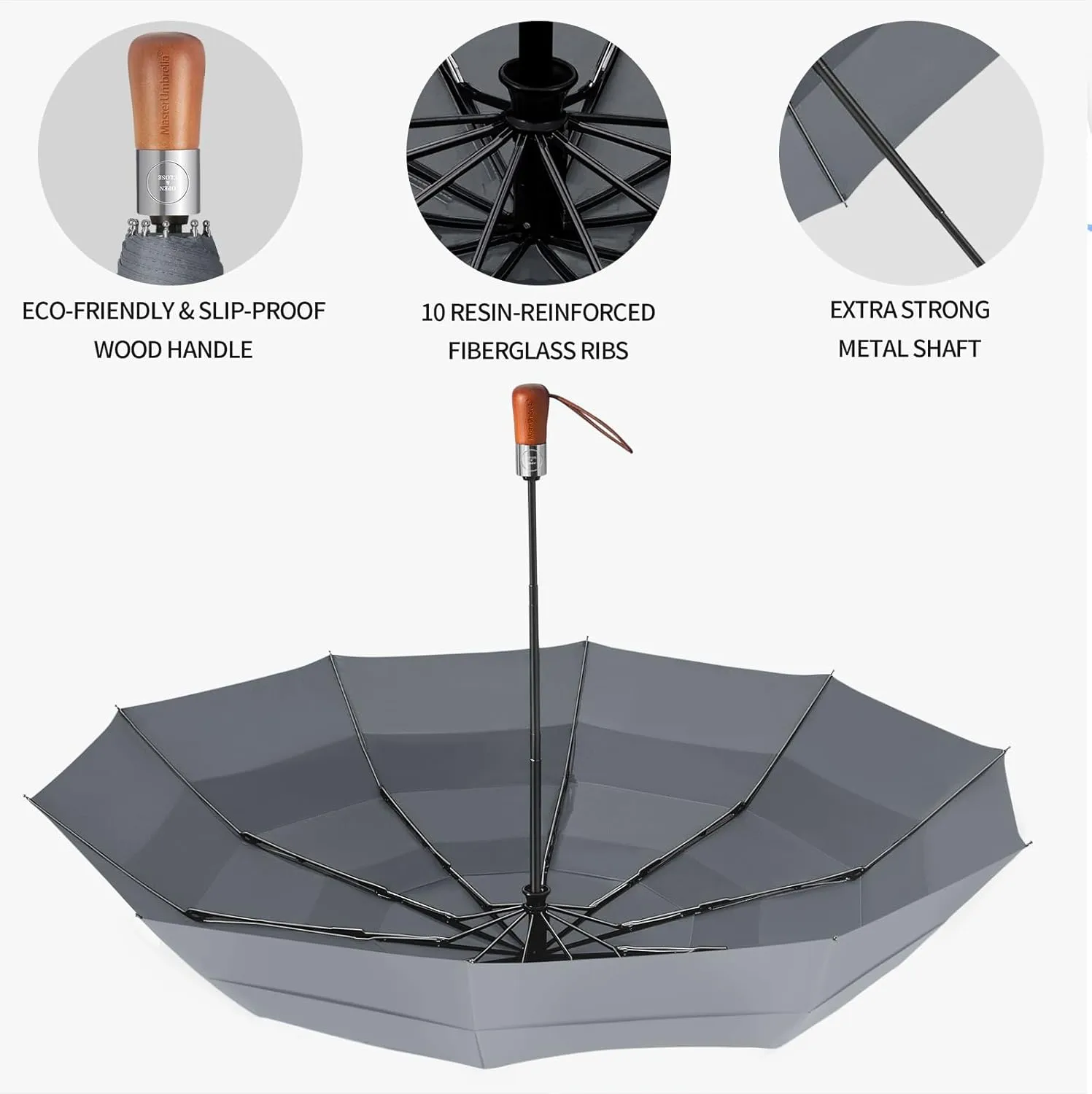 Golf Umbrella Windproof - Triple Canopy Umbrellas for Rain & Wind, Automatic Open/Close, Compact & Portable with 10 Reinforced Fiberglass Ribs