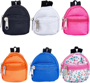 GORGECRAFT 6 Styles Mini Doll Backpack Miniatures House Backpack Doll Zipper School Bags Keys Purse for Dolls Accessories Costume Ornament Photography Props Black White Orange Blue Khaki Gifts