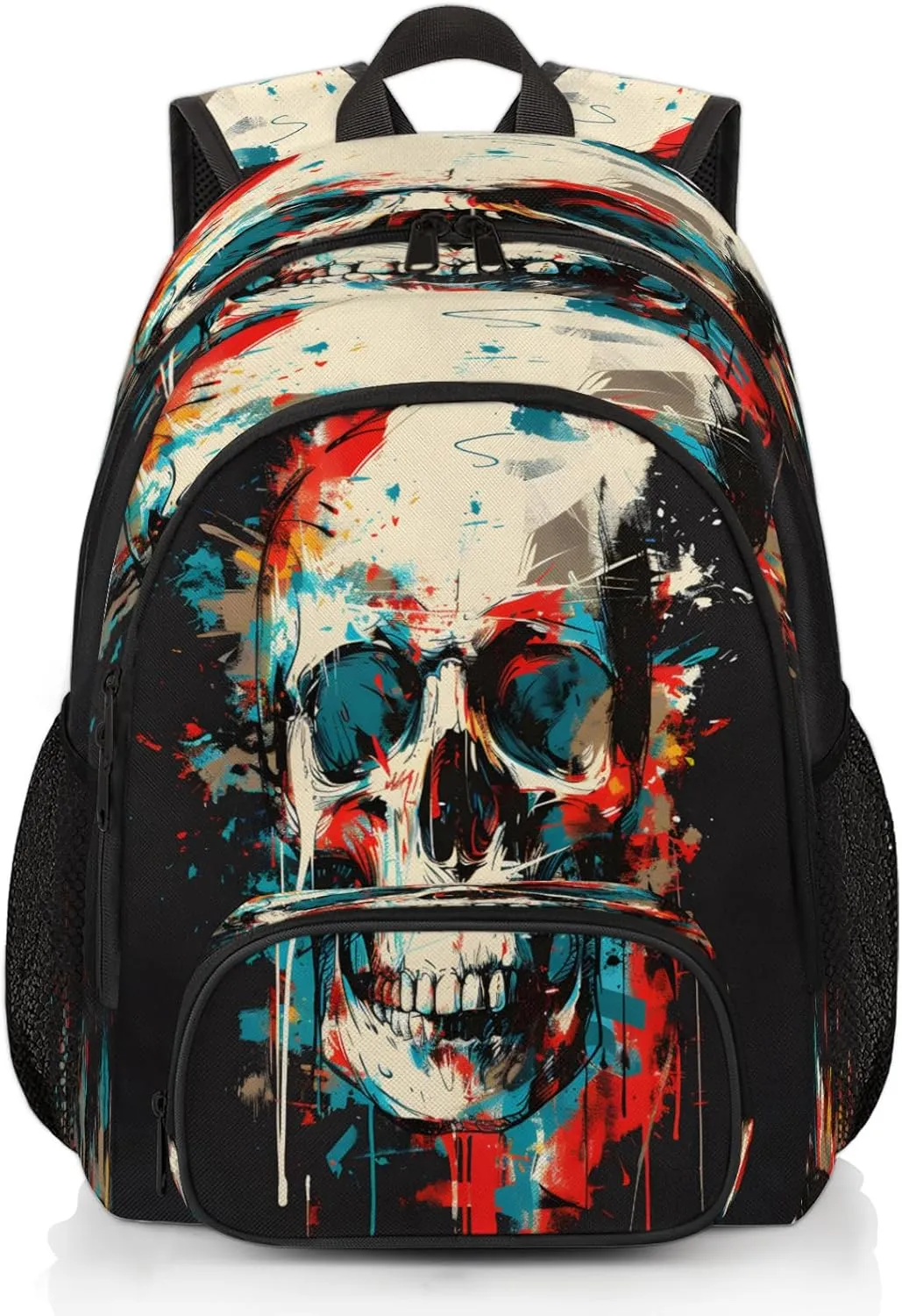 Gothic Skull Laptop Backpack for Women Men, 18.3 Inch Travel Work Backpacks, Spooky Skeleton Bone Waterproof Computer Casual Daypack Nurse Teacher Bags