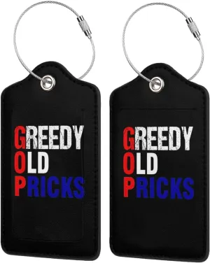 Greedy Old Pricks1 2 Leather Luggage Tags for Bags Gifts for Men Women1