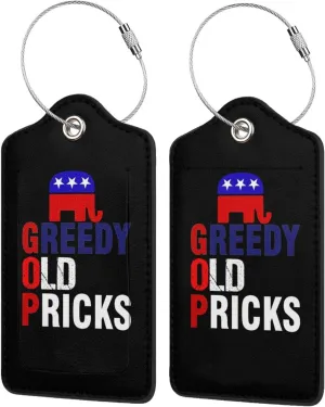 Greedy Old Pricks2 2 Leather Luggage Tags for Bags Gifts for Men Women0