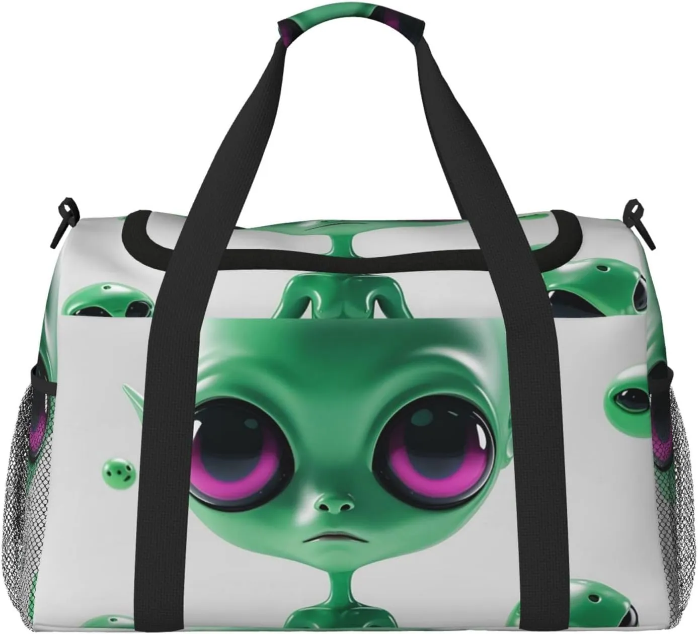 Green Alien Travel Duffel Bag Lightweight Waterproof Carry On Tote Bag Foldable Weekender Overnight Bags Sport Gym Bag For Women Men