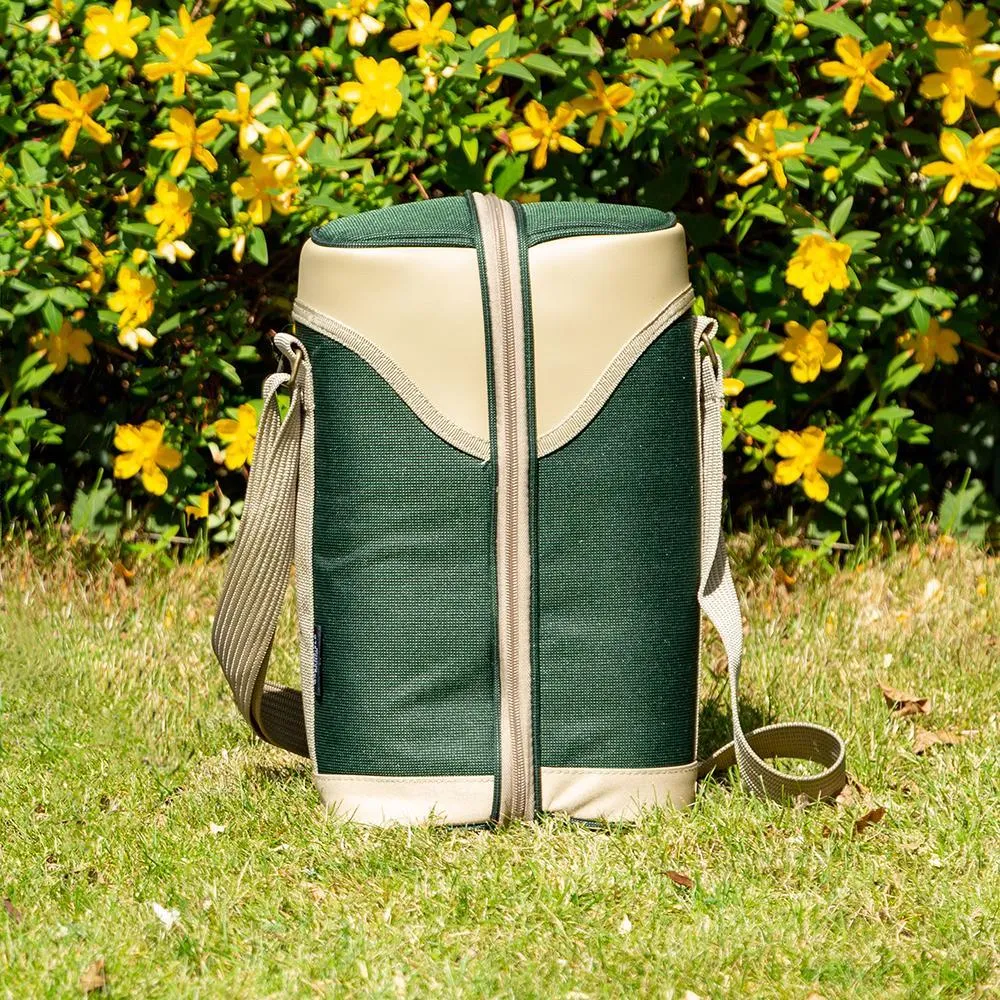 Greenfield Collection Deluxe Forest Green Flask Hamper