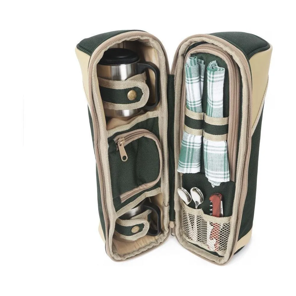 Greenfield Collection Deluxe Forest Green Flask Hamper