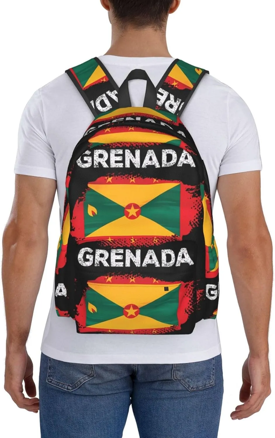 Grenada Flag Grenadian Proud Roots Large Travel Backpack Casual Backpacks Laptop Daypack Working Rucksack Lightweight Back Pack Sports Bag with Adjustable Shoulder Strap