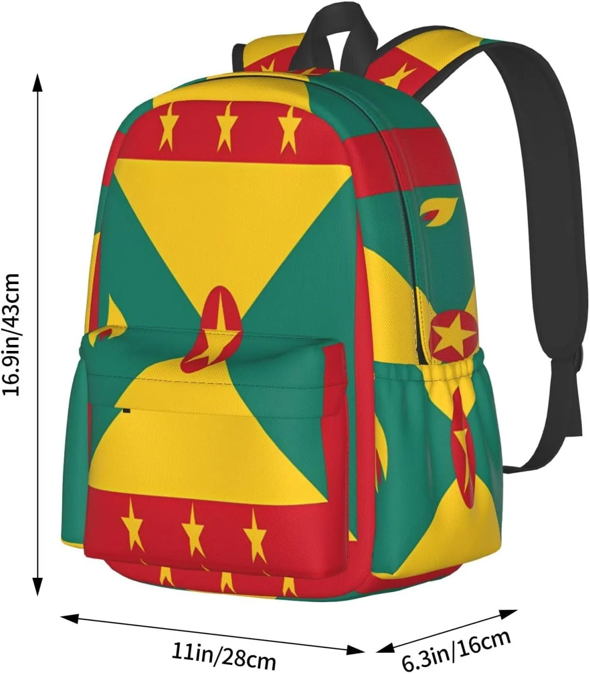 Grenada Flag Large Travel Backpack Casual Backpacks Laptop Daypack Working Rucksack Lightweight Back Pack Sports Bag with Adjustable Shoulder Strap