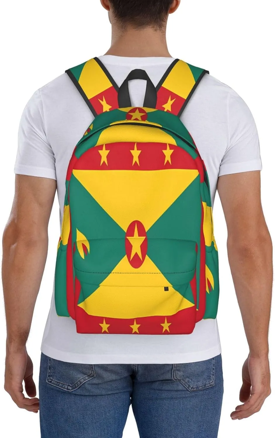 Grenada Flag Large Travel Backpack Casual Backpacks Laptop Daypack Working Rucksack Lightweight Back Pack Sports Bag with Adjustable Shoulder Strap