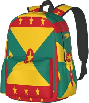 Grenada Flag Large Travel Backpack Casual Backpacks Laptop Daypack Working Rucksack Lightweight Back Pack Sports Bag with Adjustable Shoulder Strap