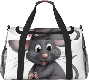 Grey Rat Travel Duffel Bag Lightweight Waterproof Carry On Tote Bag Foldable Weekender Overnight Bags Sport Gym Bag For Women Men