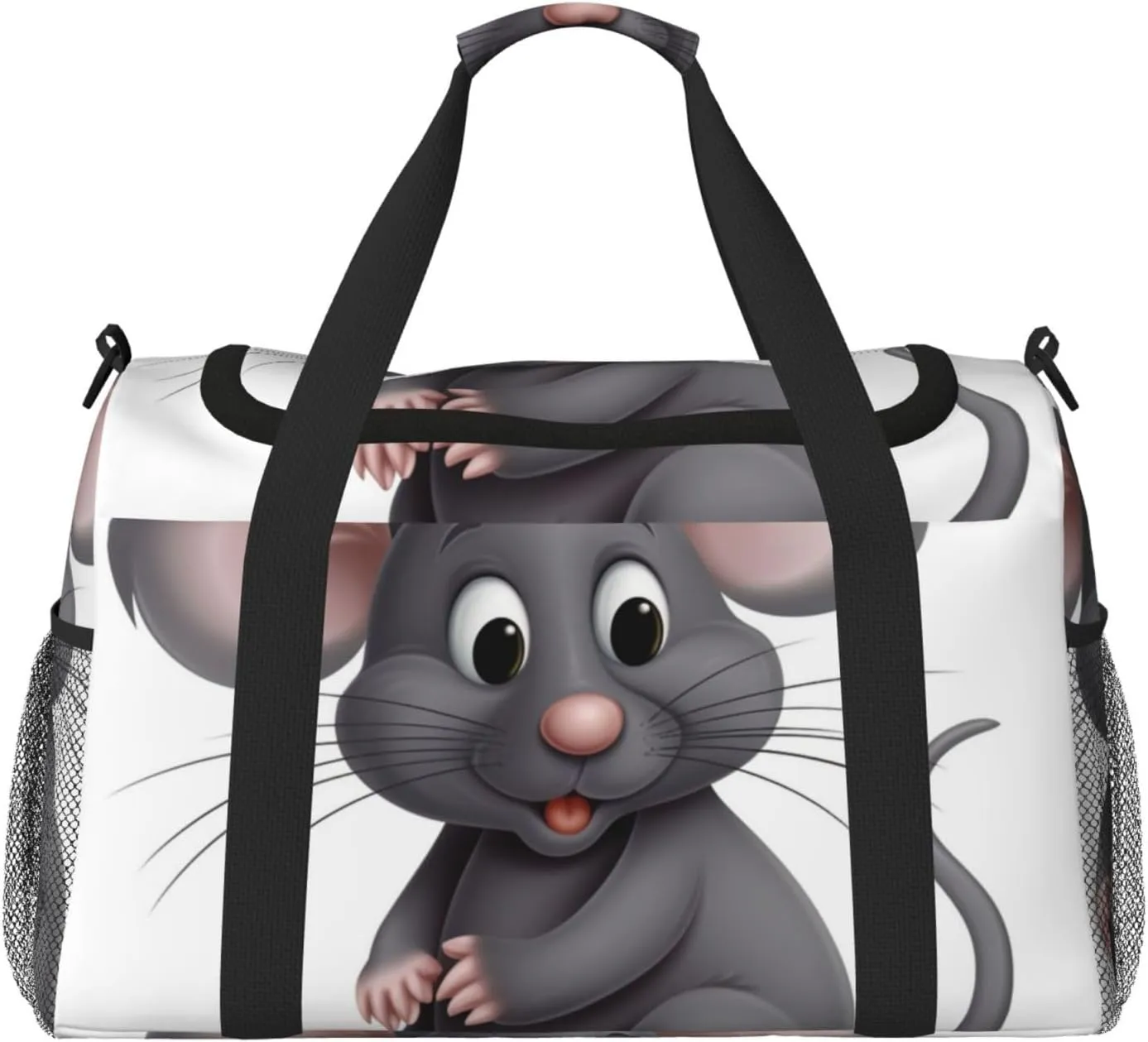 Grey Rat Travel Duffel Bag Lightweight Waterproof Carry On Tote Bag Foldable Weekender Overnight Bags Sport Gym Bag For Women Men