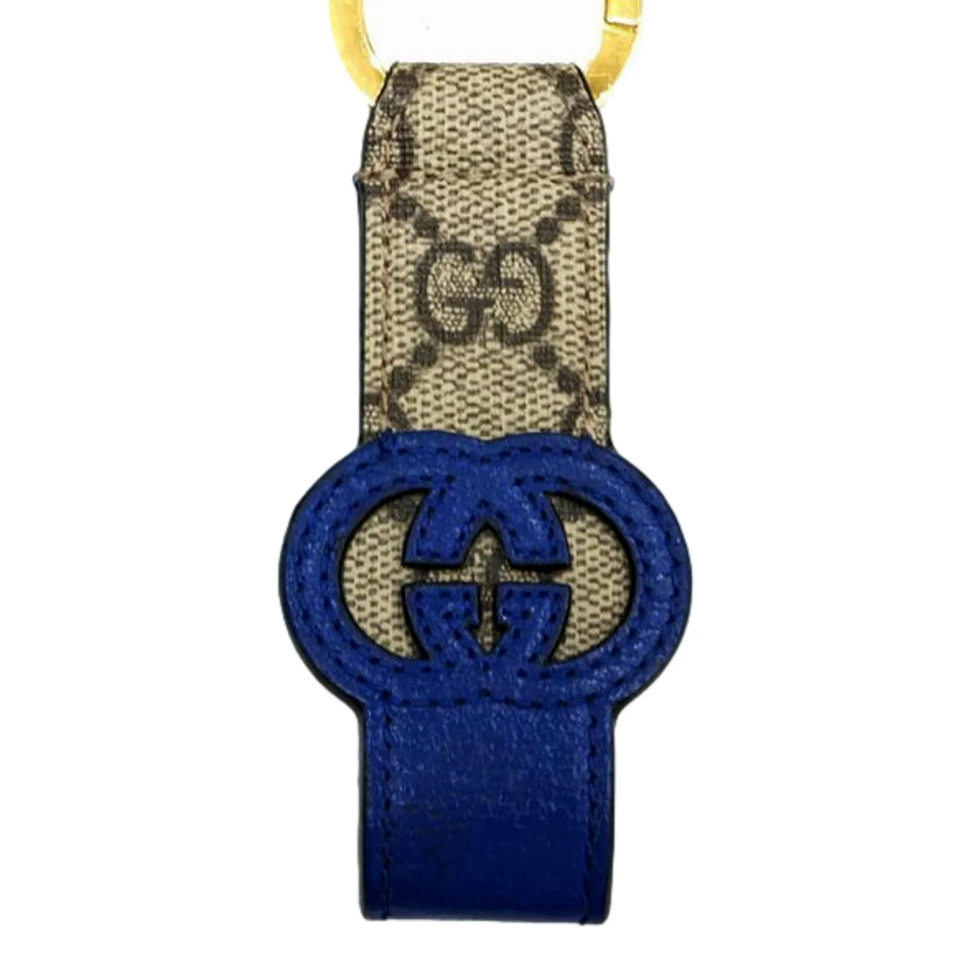 Gucci Interlocking GG Supreme Canvas and Blue Leather Keychain Charm