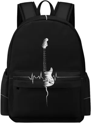 Guitar EKG Heartbeat Mini Backpack Cute Shoulder Bag Small Laptop Bag Travel Daypack for Men Women