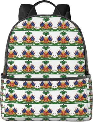 Haiti Haitian Flag Casual Backpacks Laptop Backpack Carry-on Daypack Sports Travel Rucksack Lightweight Working Bag for Outdoor Hiking Cycling Walking