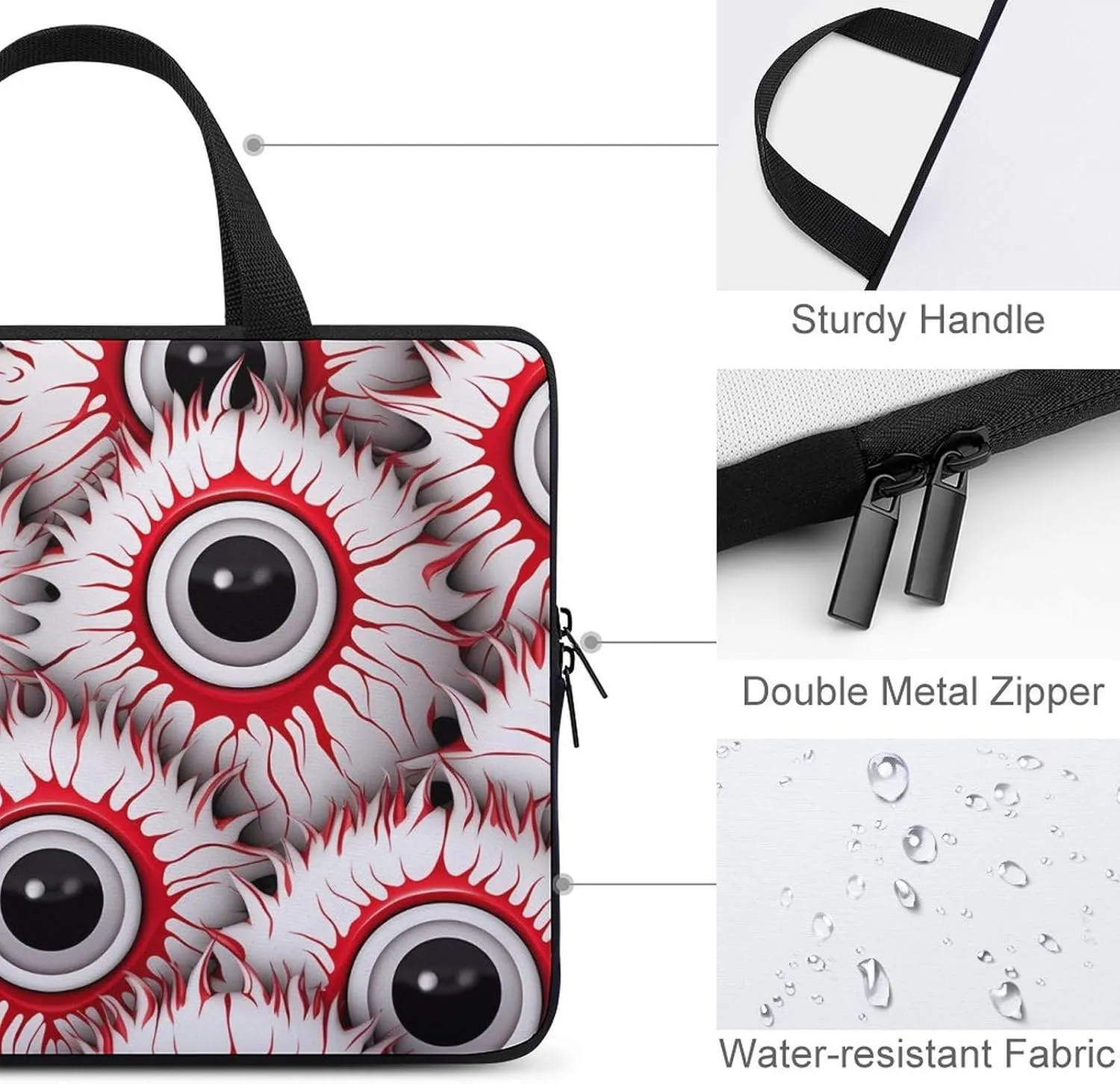 Halloween Eyeballs Laptop Sleeve Bag Printed Protective Laptop Case Briefcase Handbag for 10/12/13/15/17 Inch