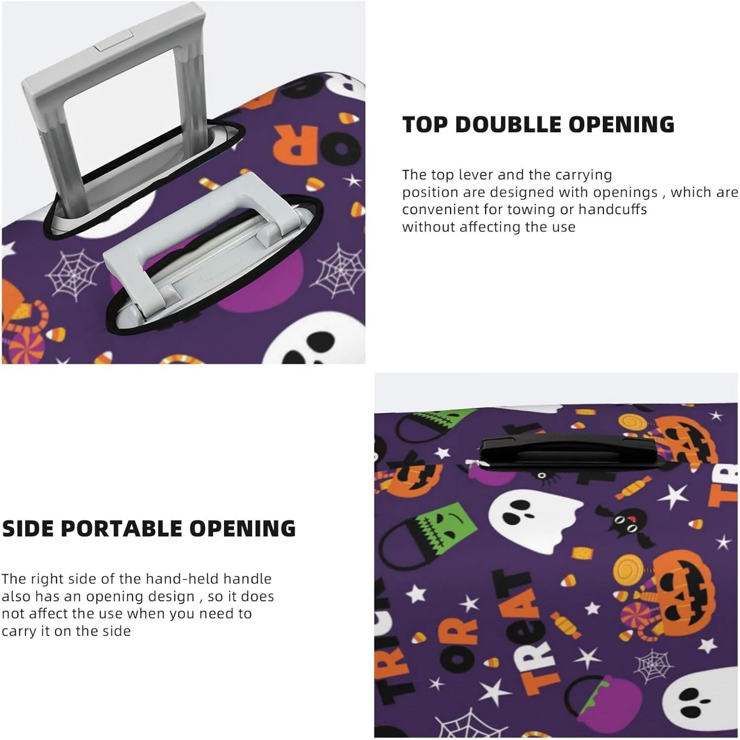 Halloween Sweet Candy Print Elastic Travel Luggage Cover Suitcase Protector Bag, Anti-Scratch, Washable Suitcase Sleeve For Kid Adult,For 18-32 Inch Luggage