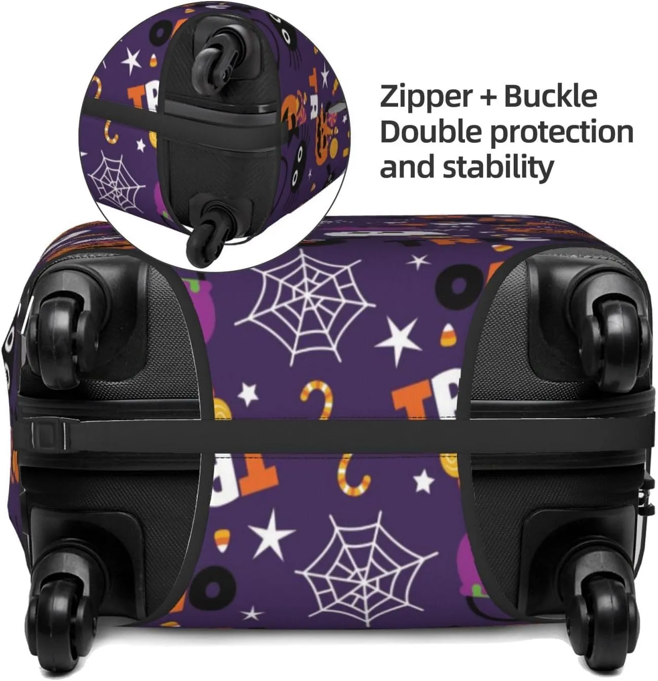Halloween Sweet Candy Print Elastic Travel Luggage Cover Suitcase Protector Bag, Anti-Scratch, Washable Suitcase Sleeve For Kid Adult,For 18-32 Inch Luggage