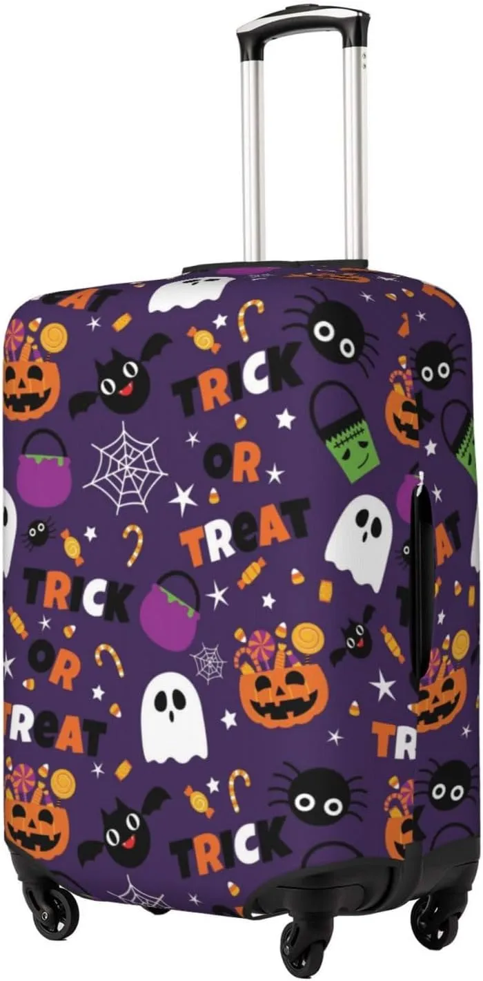 Halloween Sweet Candy Print Elastic Travel Luggage Cover Suitcase Protector Bag, Anti-Scratch, Washable Suitcase Sleeve For Kid Adult,For 18-32 Inch Luggage