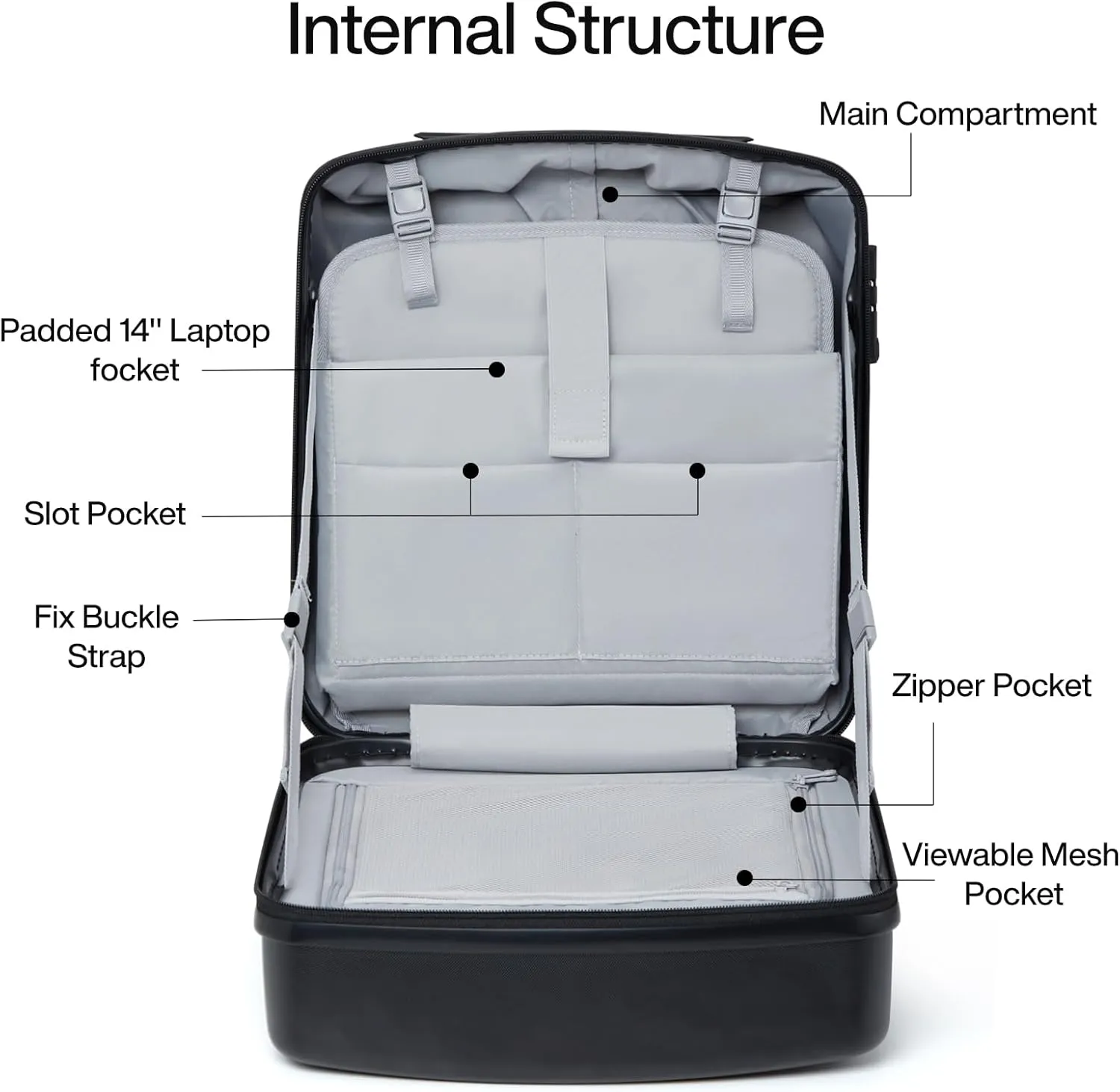 Hanke 16 Inch Underseat Carry On Luggage with Wheels Hard Shell Lightweight Suitcases Small Tsa Luggage Travel Rolling Luggage(Jet Black)