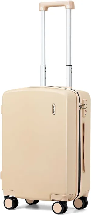 Hanke 20 Inch Carry On Luggage 22x14x9 Airline Approved Hard Shell Suitcases Light Weight Travel Luggage Tsa Luggage Rolling Suitcase Carry On Bag with Wheels(Cuba Sand)