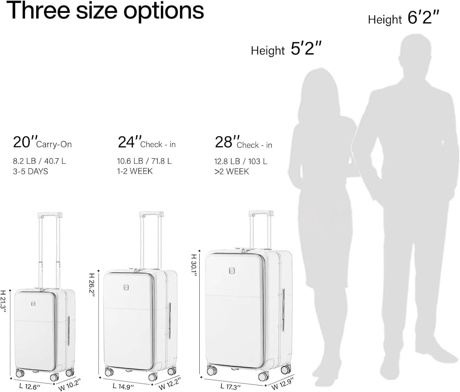 Hanke 20 Inch Carry On Luggage Airline Approved with TSA Lock and Cup Holder,Top Opening Hard Shell Suitcases Travel Luggage with Wheels,Smoke White