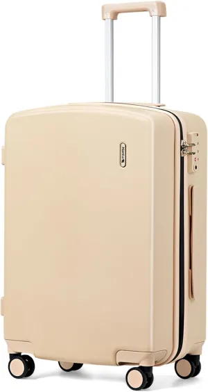 Hanke 24 Inch Checked Luggage with Wheels Lightweight PC Hard Shell Suitcases TSA Luggage Medium Size Travel Luggage Checked Bag Rolling Suitcase for Mens Women (Cuba Sand)