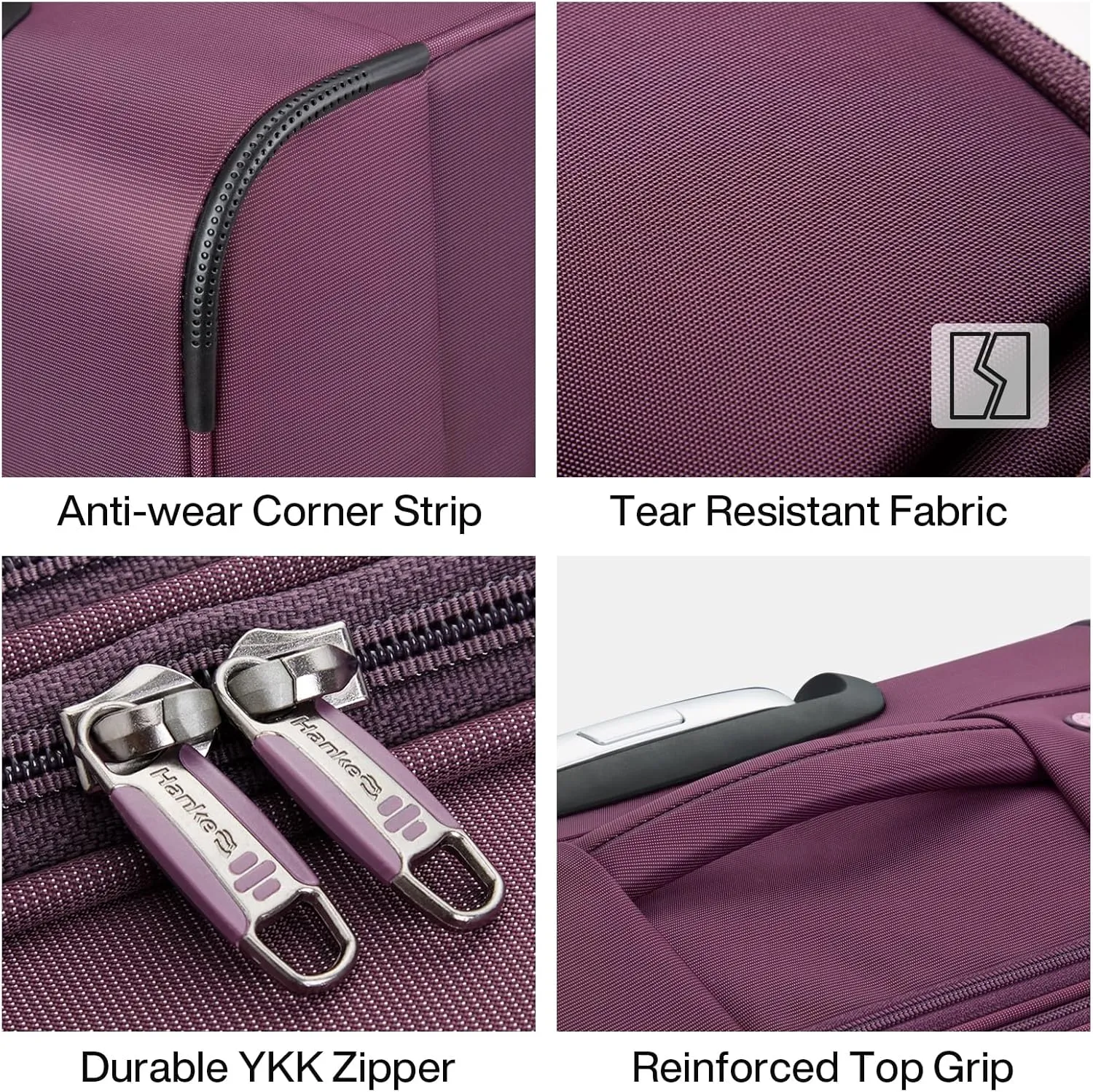 Hanke 28 Inch Luggage Softside Expandable Suitcases with Spinner Wheels, Travel Checked Luggage for Women Men(Purple)