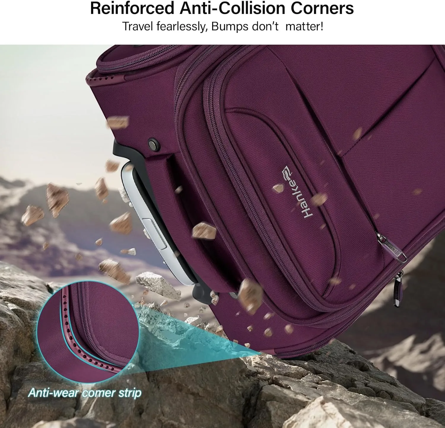 Hanke Underseat Carry On Luggage with Wheels, Lightweight Small Suitcase Airline Approved 16 Inch Softside Personal Item Travel Bag for Women Men, Compact Under Seat Luggage with Spinner Wheels,Purple