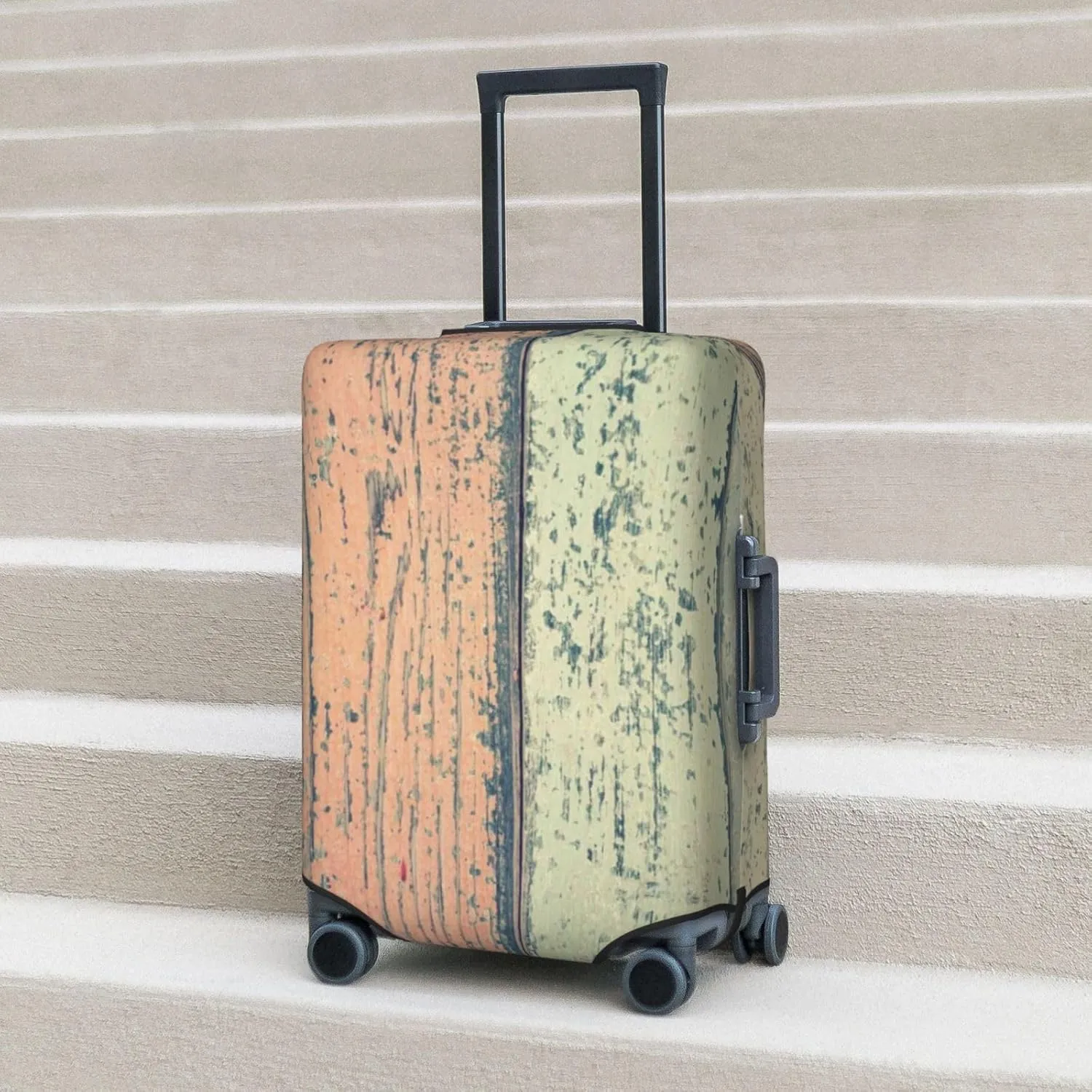 Hardwood Print Elastic Travel Luggage Cover Suitcase Protector Bag, Anti-Scratch, Washable Suitcase Sleeve For Kid Adult,For 18-32 Inch Luggage
