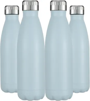 HASLE OUTFITTERS 17oz Stainless Steel Water Bottles Bulk, Vacuum Insulated Water Bottles Double Walled Reusable Metal Sports Water Bottles Keep Drinks Hot and Cold, Light Blue, 4Packs