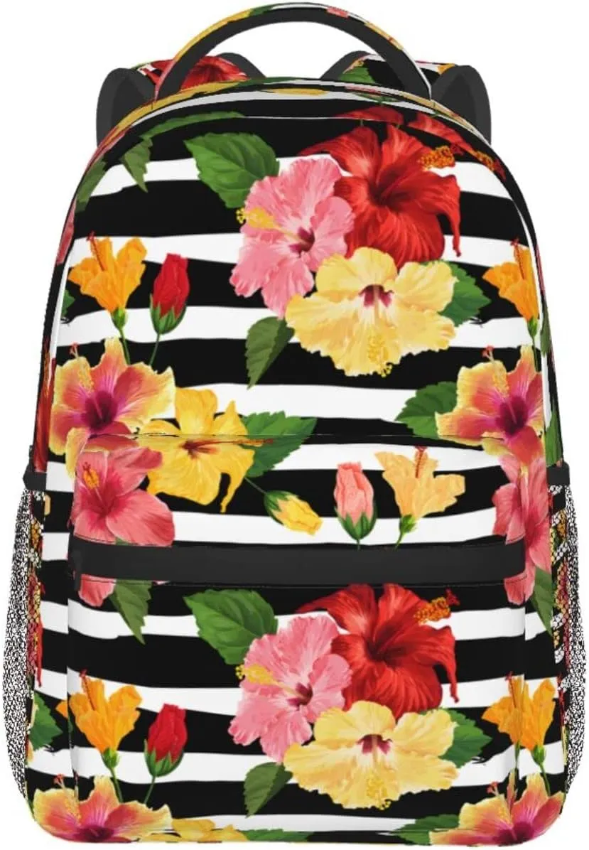 Hawaii Hawaiian Flowers Floral Backpack Casual Camping Travel Backpacks Lightweight Daypack Bag Women Men Bookbag