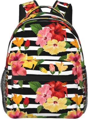 Hawaii Hawaiian Flowers Floral Backpack Casual Camping Travel Backpacks Lightweight Daypack Bag Women Men Bookbag