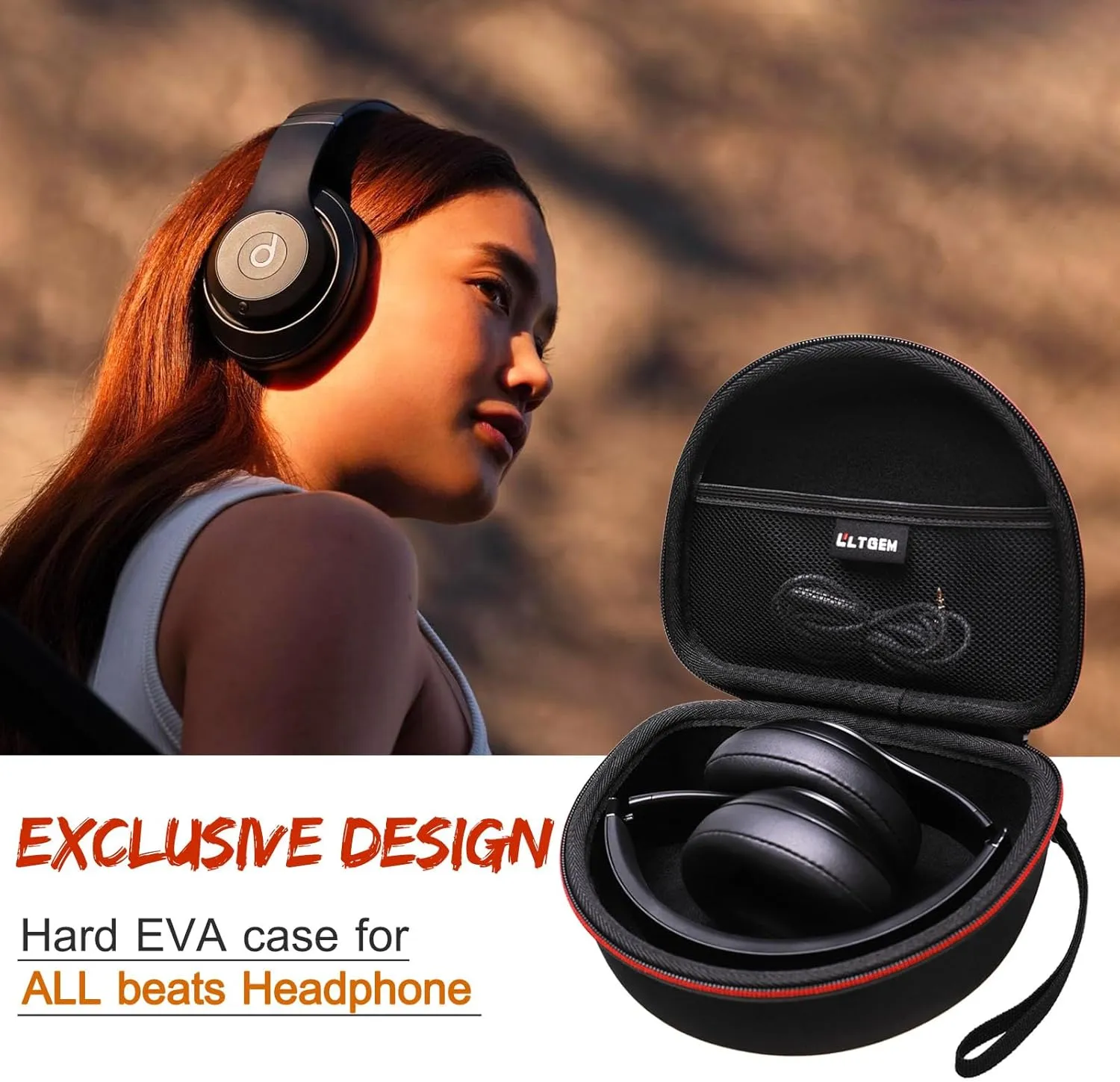 Headphone Case Compatible with Beats Studio Pro/Beats Solo 4 / Beats Studio 3 / Beats Solo 3 / TOZO HA1 and for TOZO HT2 On-Ear Bluetooth Headphones - Black