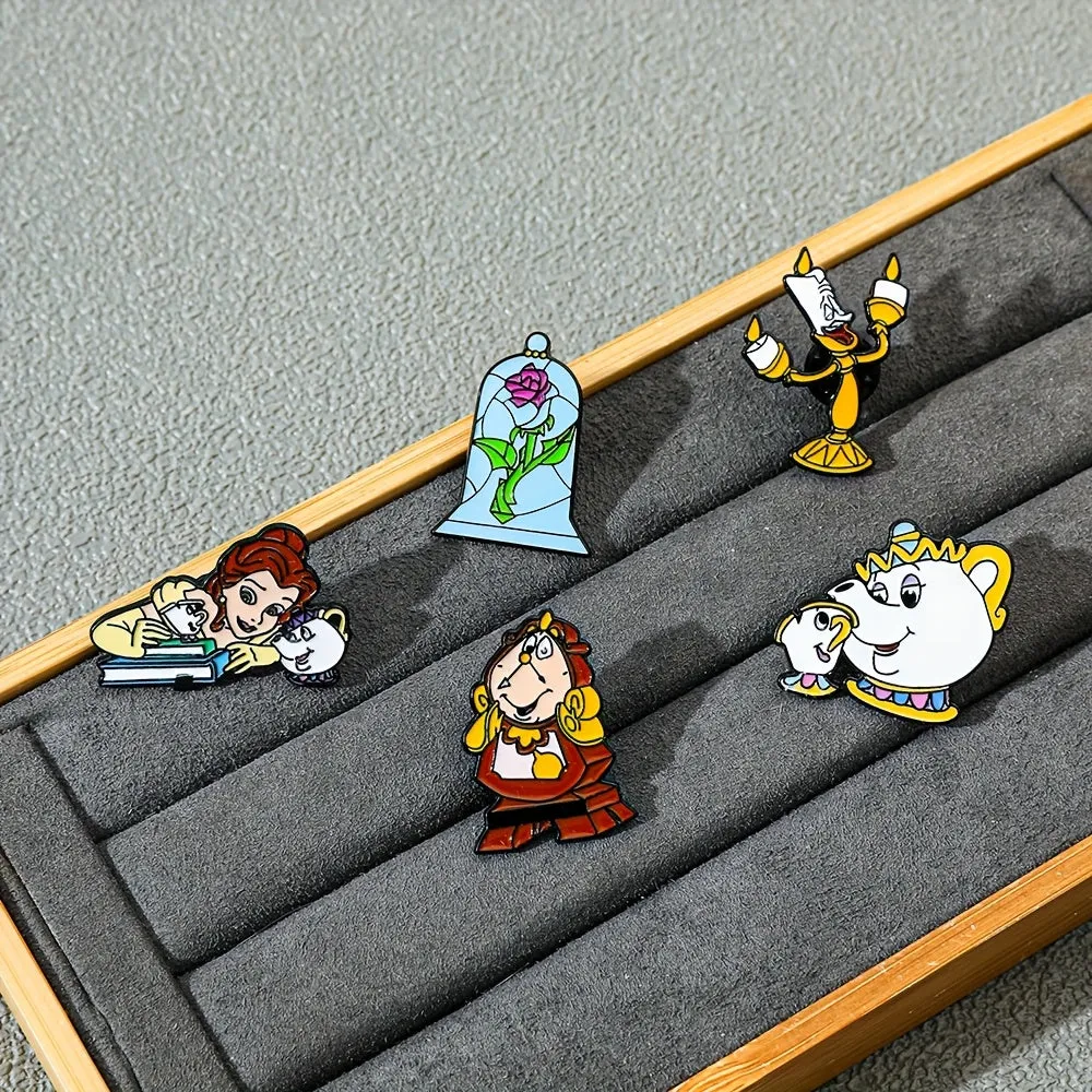Healing Anime Mrs Potts Enamel Pins Metal Badges - Set of 6